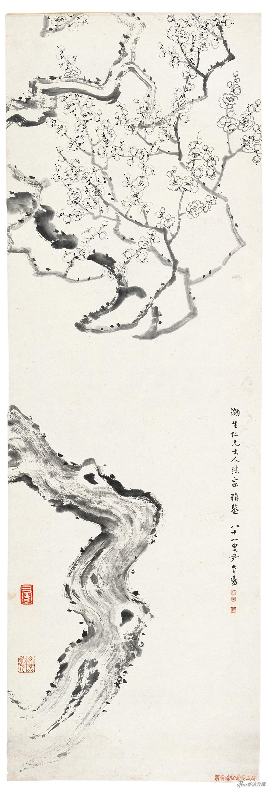 梅图 尹和伯 无年款 131×35.5cm 纸本水墨 北京画院藏