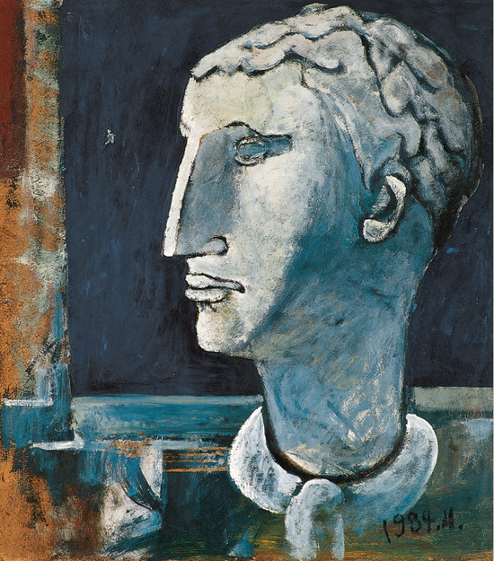 窗前的石膏像plaster model in front of the window,丙烯acrylic on canvas,36×27cm,1984