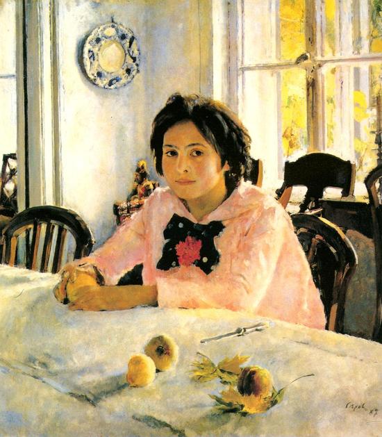 少女和桃(谢洛夫,1887)