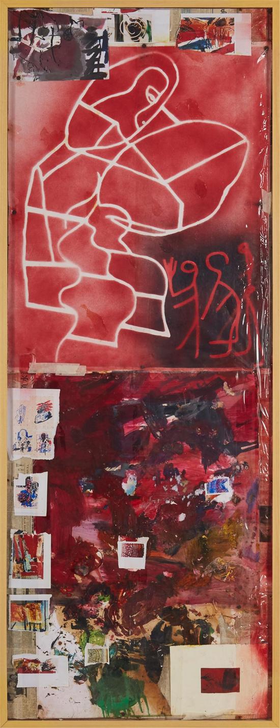 胡項城 (b.1950), 一期一會 003, 2006 混合材料拼貼, 200 x 75 cm