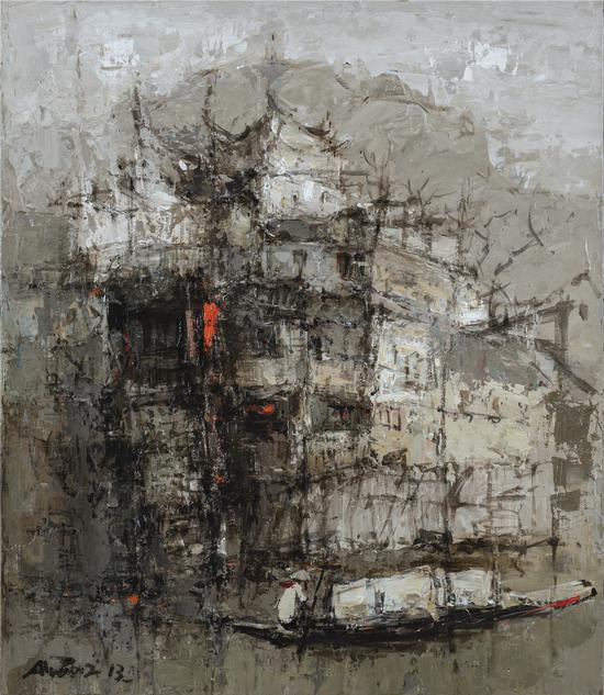 凤凰镇 洪亚弟 布面丙烯 90x90 cm 2013