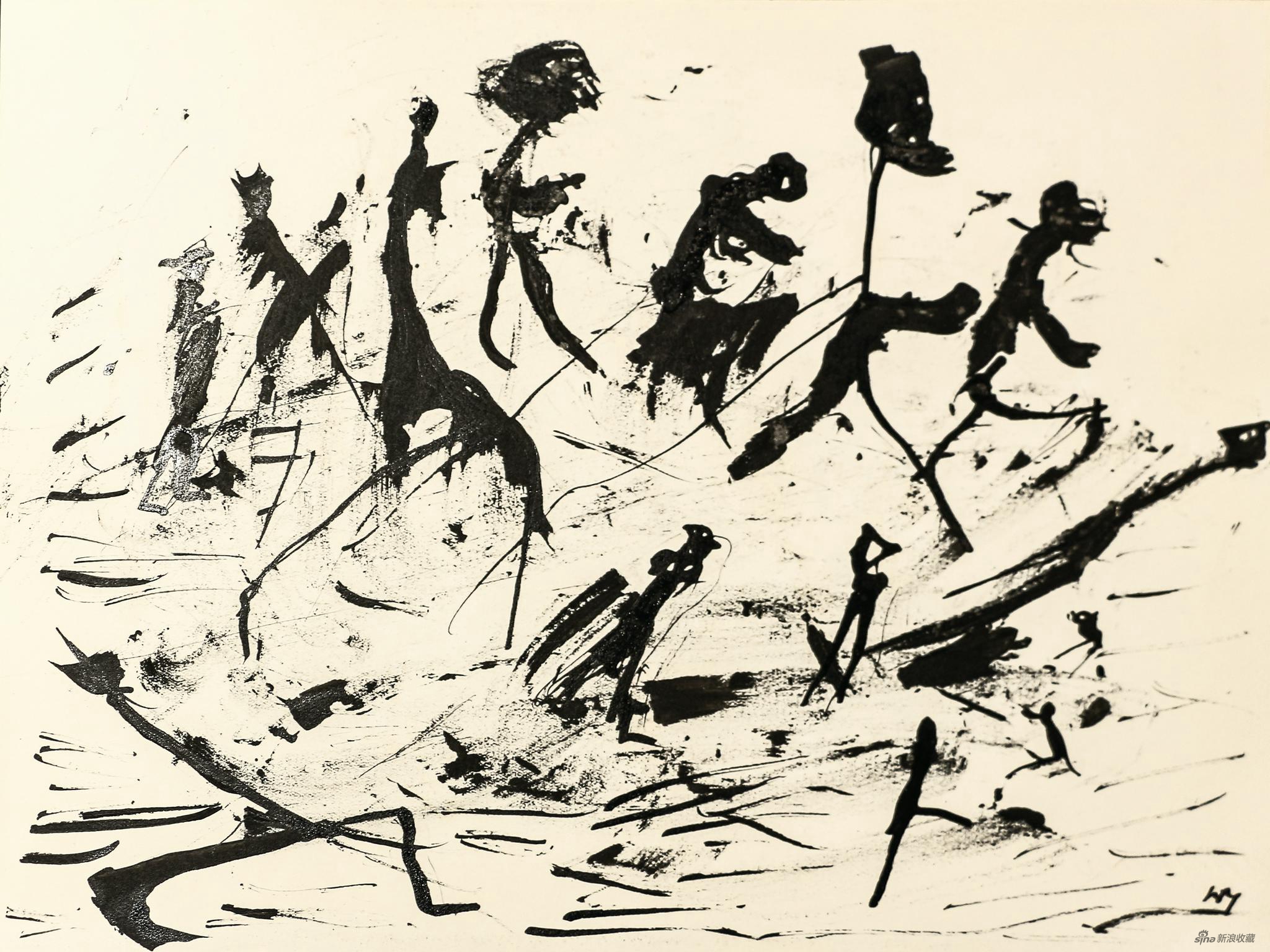 亨利·米修|Henri Michaux 《无题》|Untitled(“People on paysage”serie) 纸本水墨|Ink on paper,24 × 32 cm,1950 - 52 ?艺术家和德玉堂画廊