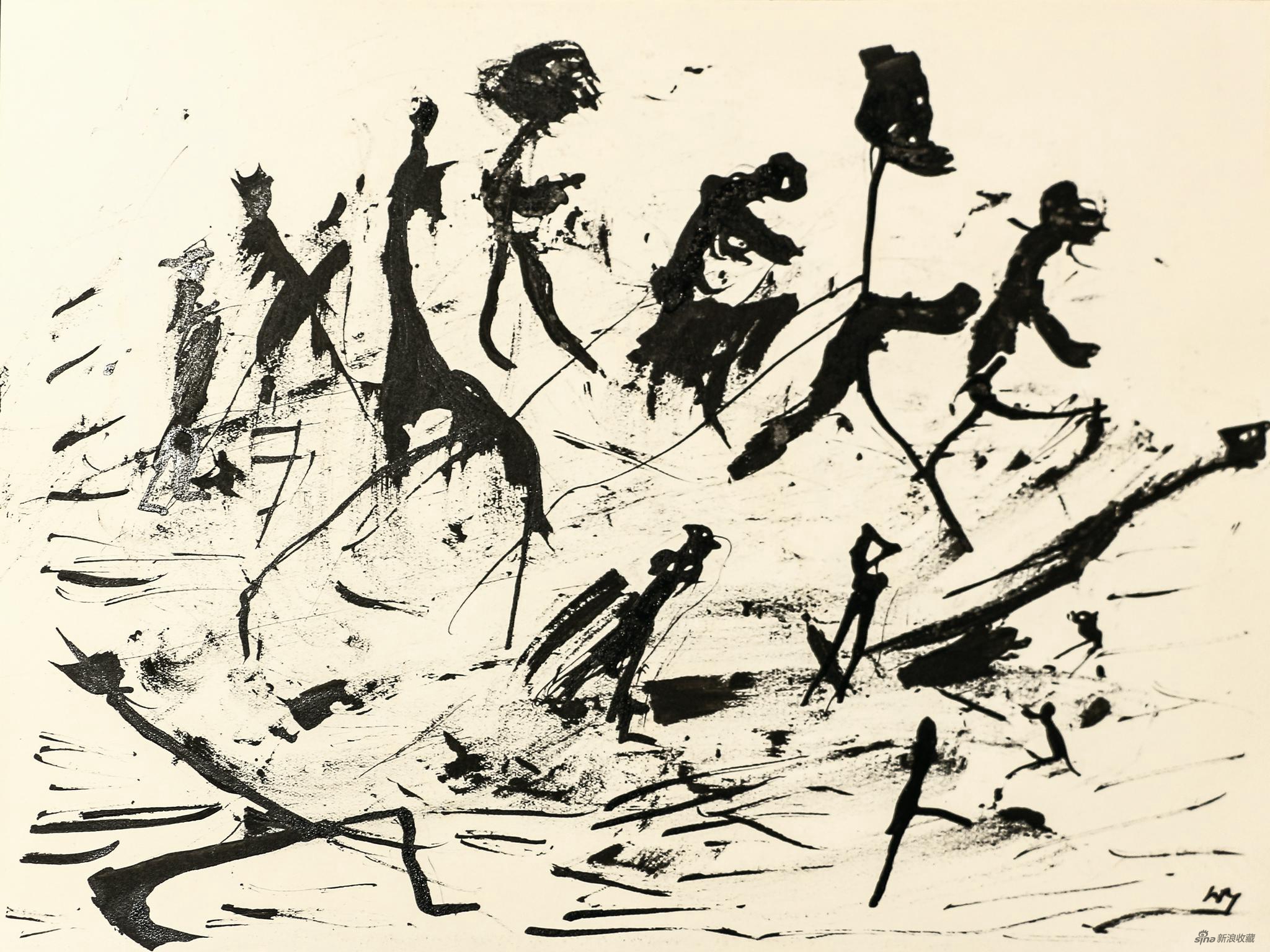 亨利·米修|Henri Michaux 《无题》|Untitled（“People on paysage”serie） 纸本水墨|Ink on paper，24 × 32 cm，1950 - 52 ©艺术家和德玉堂画廊