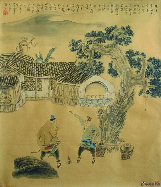 方学晓作品《卖油翁》75x70cm 2003年