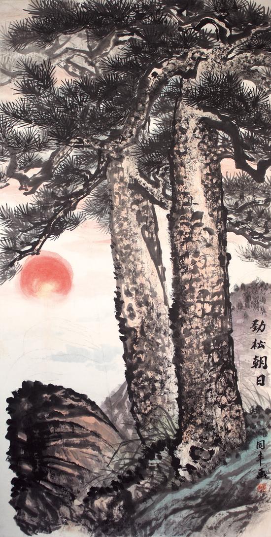 刘同丰 劲松朝日 134x68cm 1973年