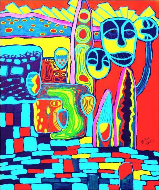 张奇峰 家庭 120cm x 100cm 布面丙烯 2017年2月