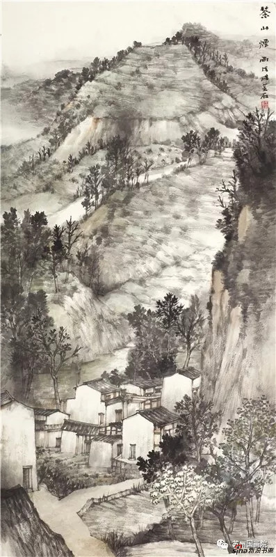 王金石 茶山烟雨 136cm×68cm