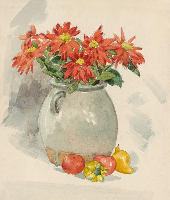 张光宇，瓶花，29.5×25，纸本水彩，1938年