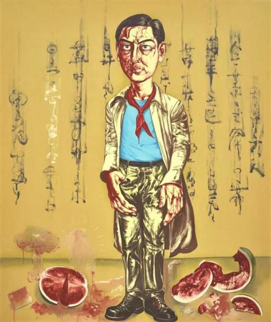 曾梵志《自画像》，1996年 布面油画，200× 170cm