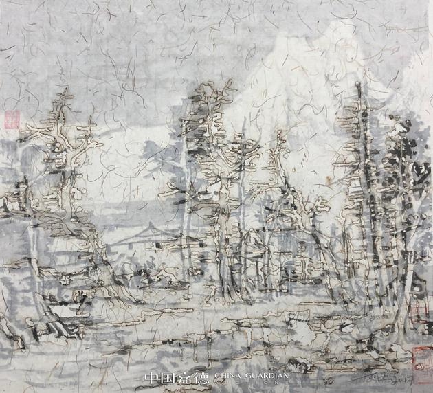 王天德 停雪问松图