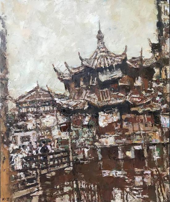 许江 《逝去的风景—豫园》 布面油画