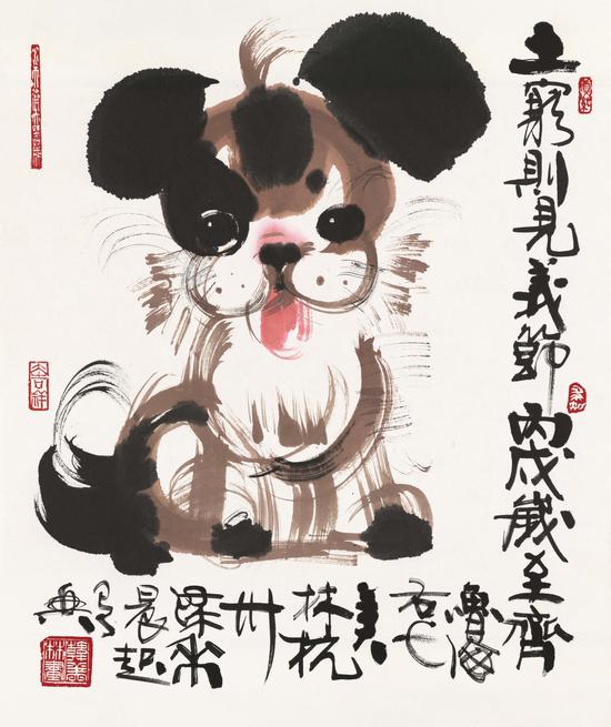 绘画：《狗》，50x60cm，宣纸，2006年