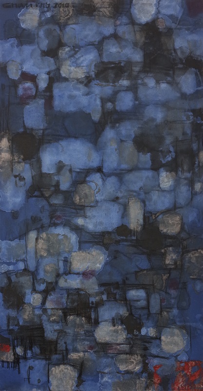 查国钧 混沌世界 纸本水墨综合材料 135×68cm 2015年