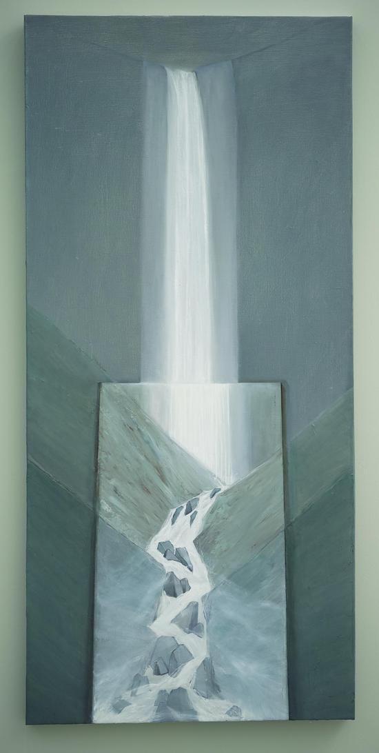 华严瀑布图 Kegon Waterfall 布面油画 Oil on canvas 174x80cm 2018