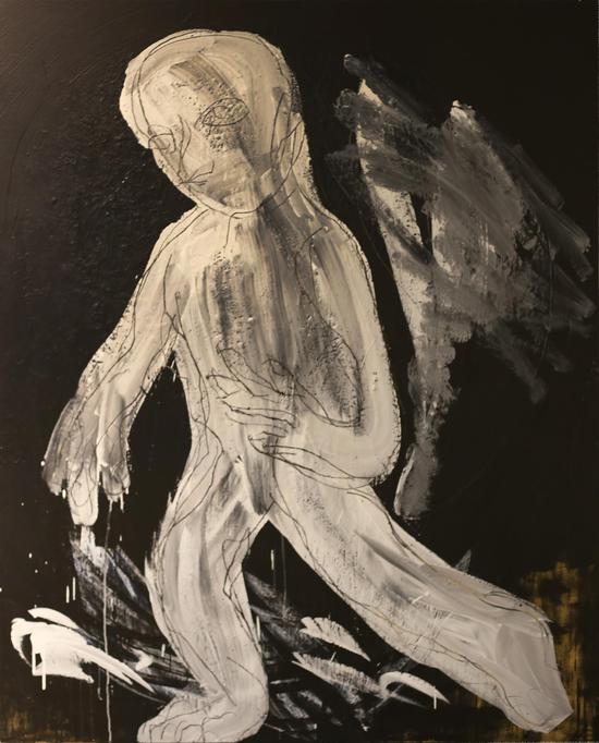 《人物系列No.29》 综合材料 亚麻布、丙烯 200×140 cm 2018