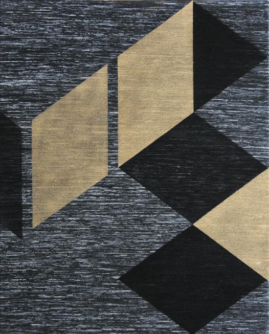 向国华 棉线的排列-形NO10,2017- 棉线,水墨,金漆 100X80CM