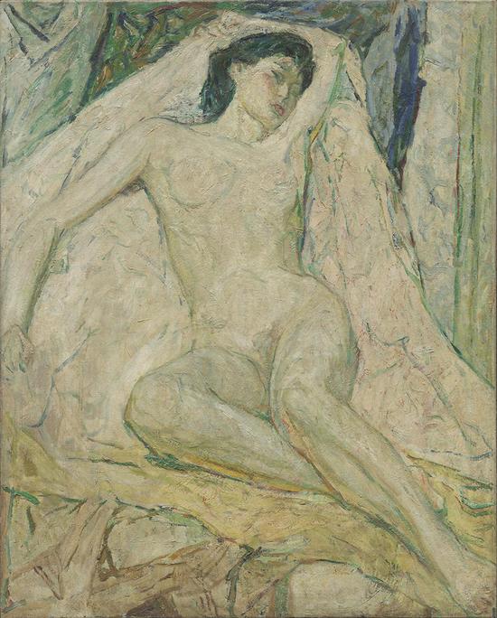 罗尔纯，躺姿的女人体， 80×70cm，布面油画， 1980年