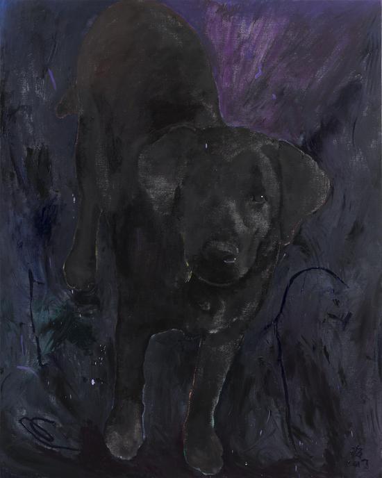 许宏翔 黑狗在晚上 200×160cm 布面油画 2017年