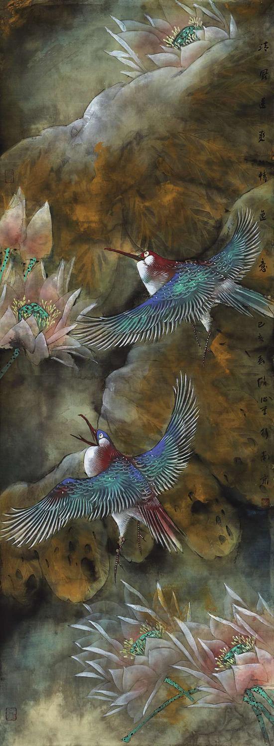 赵治平《清风送爽情逸意》117cm×43cm