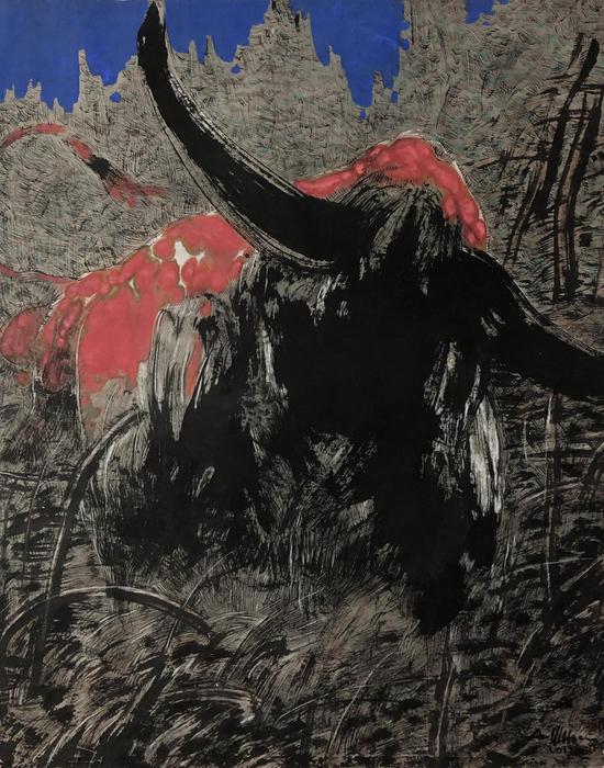 中国牛,2012,180×140cm,纸本水墨