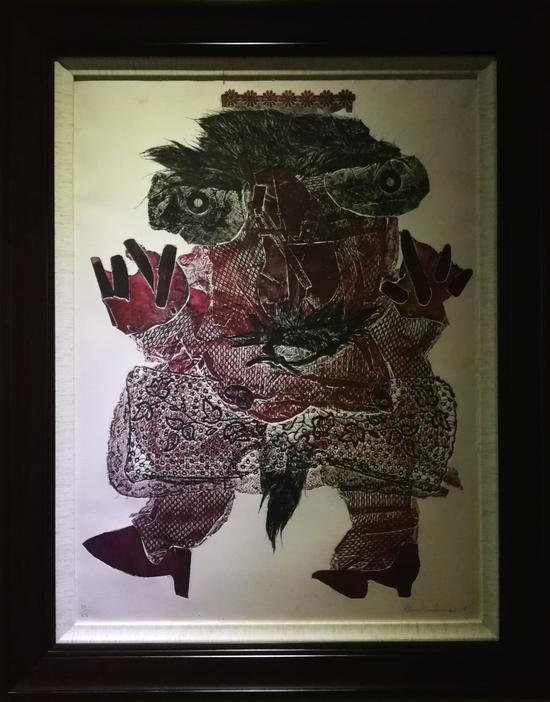 欧洲界外艺术主要推动者阿兰·布尔保奈的作品 版画75cm × 55cm 法国