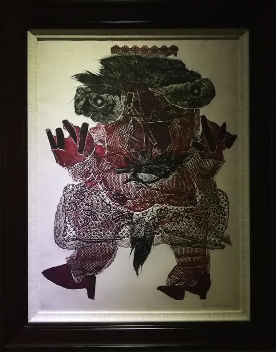 欧洲界外艺术主要推动者[法]阿兰·布尔保奈的作品 版画75cm × 55cm 