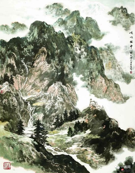 傅二石 山水画《岷山丛中》