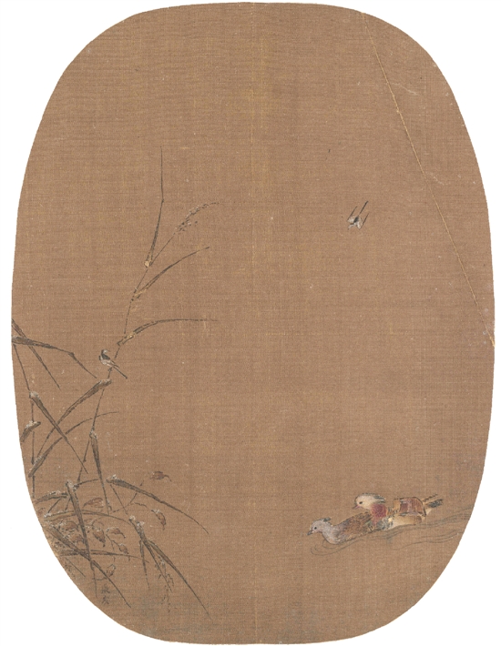 宋 张茂 鸳鸯图纨扇 24.4×18.3cm 故宫博物院藏