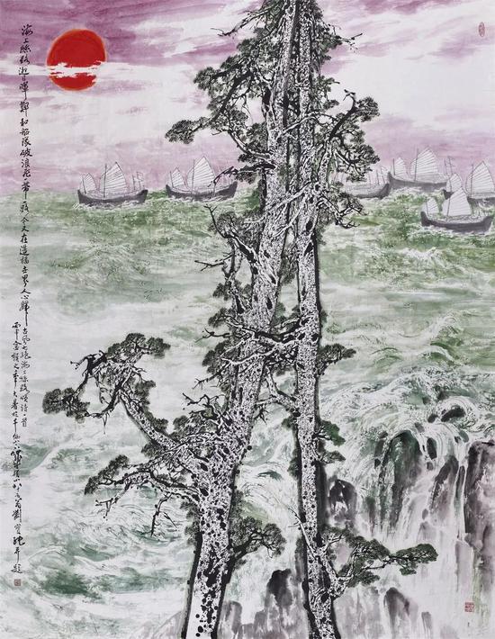 刘宝纯 海上丝路颂 国画 236cm×183cm 2016年