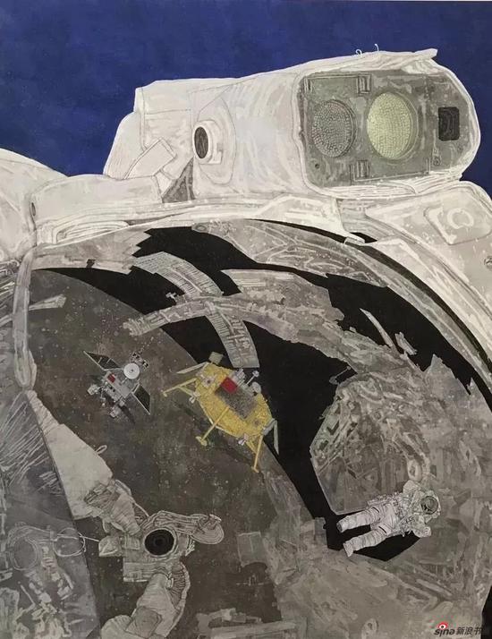 《中国梦——嫦娥奔月》 绢本设色 　　尺寸：90cmx180cm