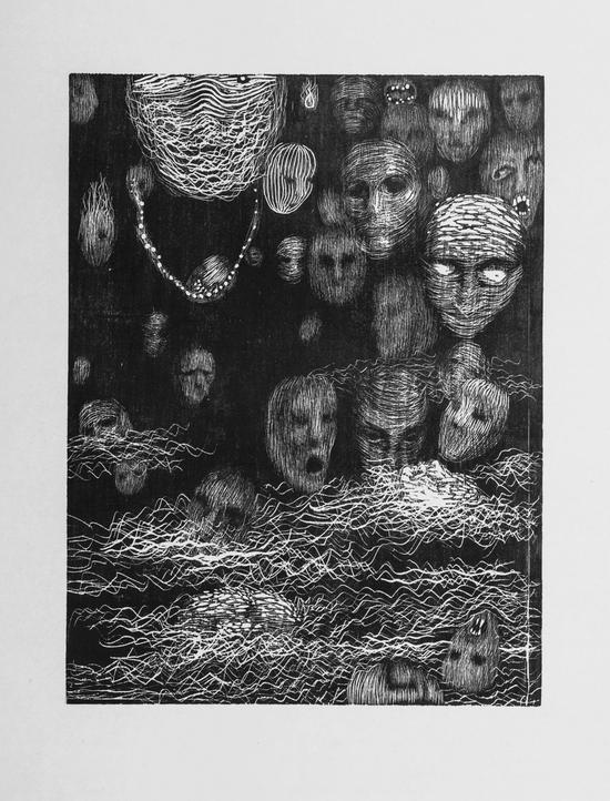 张雨曈 高鼻梁(二) 木刻油印版画 60x45cm 2014