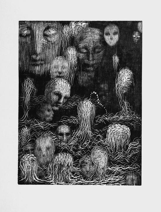 张雨曈 高鼻梁(一)木刻油印版画 60x45cm 2014