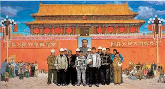 孙滋溪、孙路 　　天安门前九十年代 　　布面油画 　　155×285cm 2005 　　现藏于中国美术馆