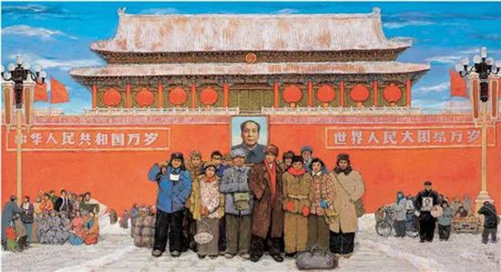 孙滋溪、孙路 　　天安门前七十年代（附草图） 　　布面油画 　　155×285cm 2001 　　成交价：RMB 5，980，000