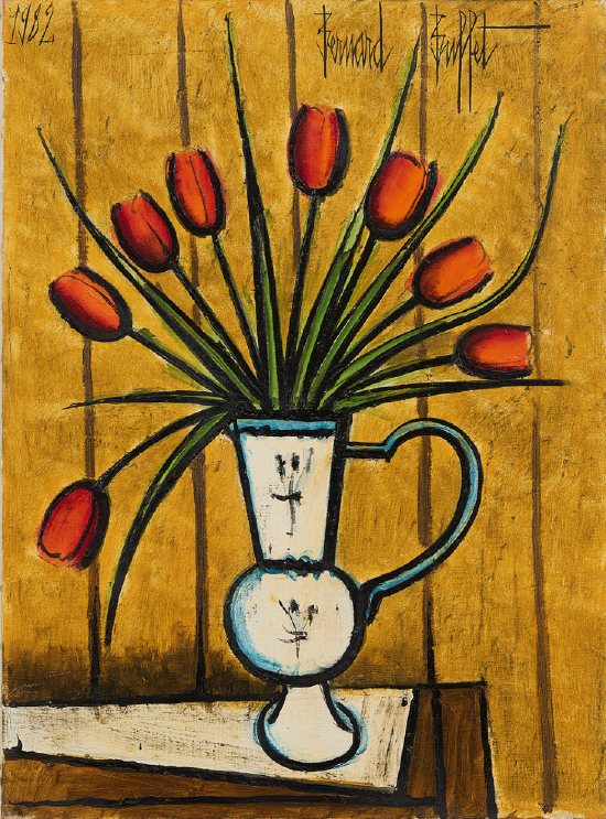 《郁金香花束》，1982年作 　　油彩 画布，81 x 60厘米 　　估价：700，000 - 900，000 港元