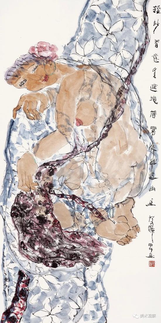 陈醉 薄雾幽香 纸本设色 110×68厘米 2014