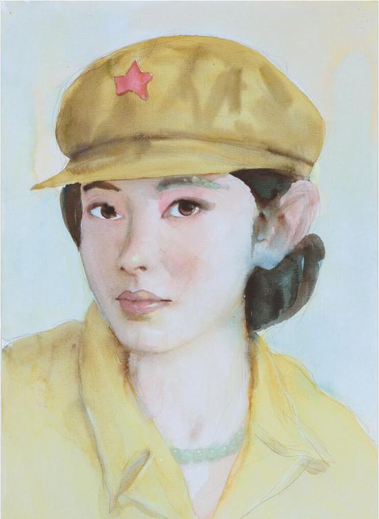 祁志龙《戴项链的军装女孩》纸上水彩 52×38cm 2006