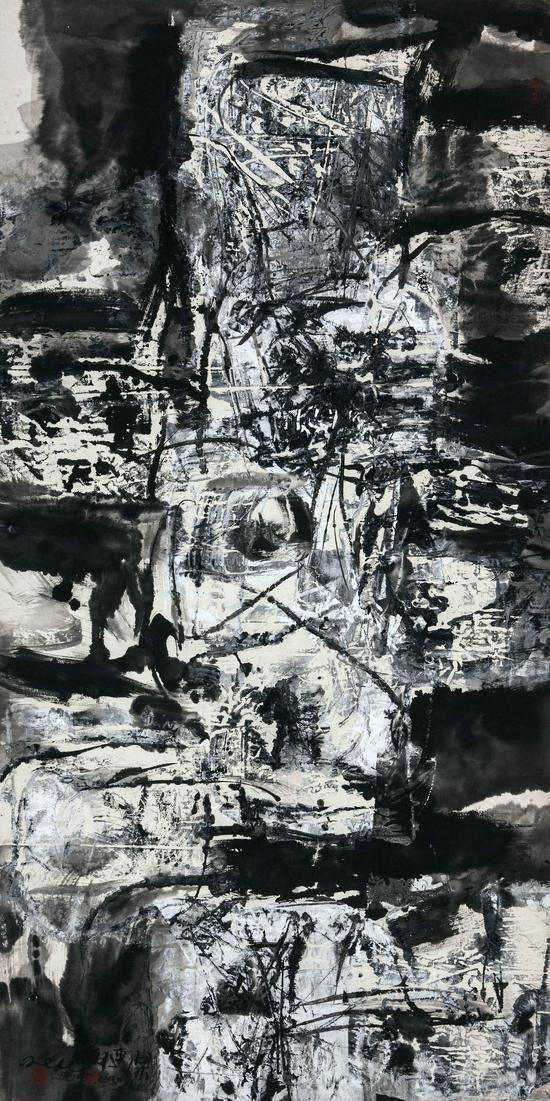 郑连杰作品《零度风景》，2000年，水墨丙烯，66x135cm