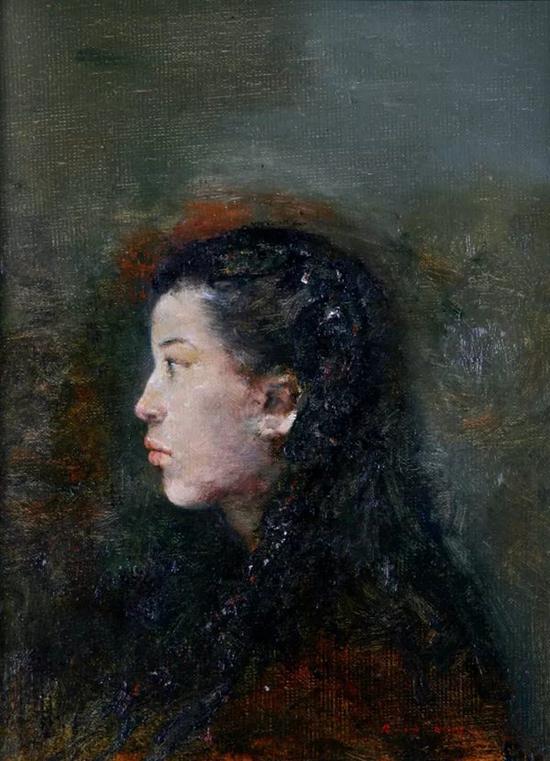 郭润文 　　少女肖像 　　布面油画 　　38.5×28.5cm 2005