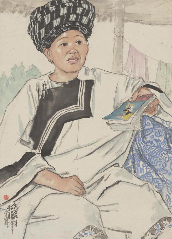 李斛，吉首老乡，54×39，纸本彩墨，1959
