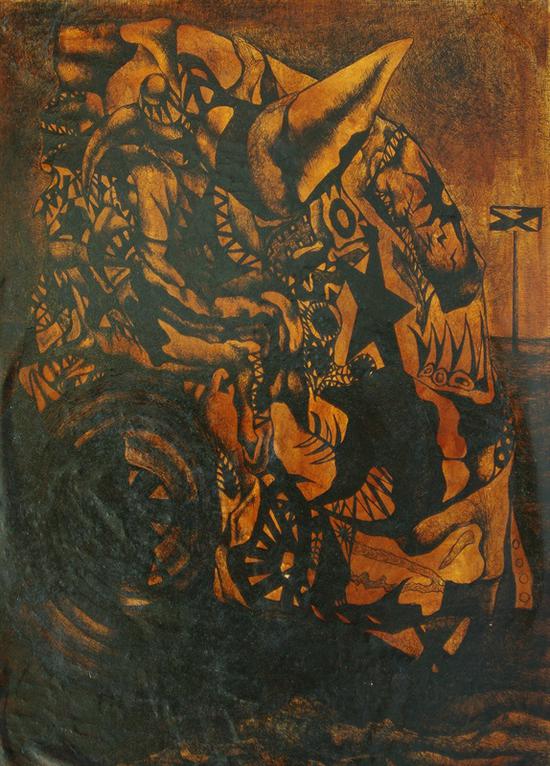 顾磊《战车》纸本 85×63cm 1993