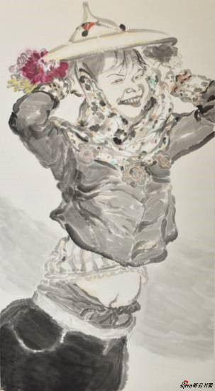 李亚光《惠安女》138X69cm 中国画 纸本设色 2018