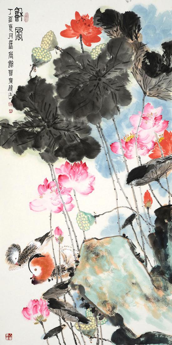 贾广健 和风138cm×69cm 设色纸本