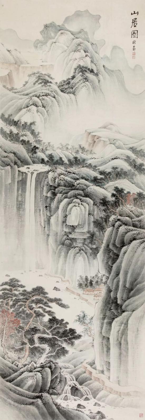 近现代   谢稚柳(1910-1997)  山居图  立轴  设色纸本  236cmx81cm