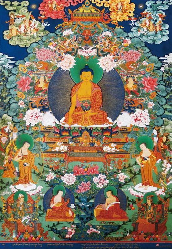 佛祖三师徒-塔杰桑布-当代-布面矿物质颜料（42-30cm）