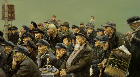 油画《老戏》,180cm*100cm ,2008年,2008年入选“数风流人物· 2008中国百家金陵油画展” 。2012年9月获得第四届“齐鲁风情油画展”一等奖 。2018年9月参加“第十届齐鲁风情油画回顾邀请展”获得优秀学术成果奖。