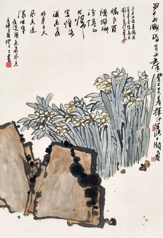 Lot425 潘天寿（1897-1971） 　　翠羽明珰自不群 　　立轴 设色纸本 　　癸巳（1953年）作