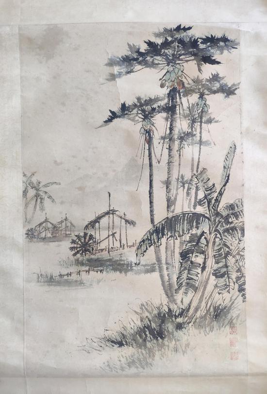 李晨岚 南国小景 69x138cm 约1950年代