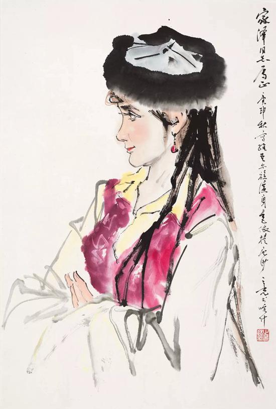 杨之光  少女 　　立轴  设色纸本 　　69×46cm