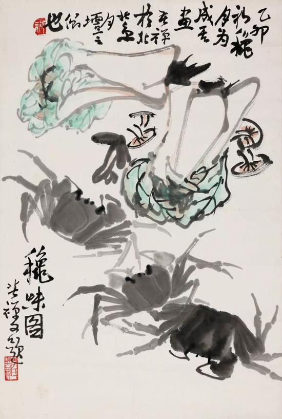 近现代  李苦禅（1899-1983）  秋味图  镜心  设色纸本  69.5cmx47cm